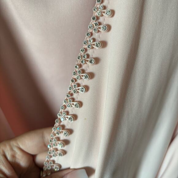 S.Levine Soft Baby Pink Cold Shoulder Rhinestone Blouse Top Women's Size Large - Picture 4 of 9